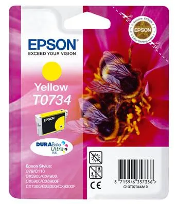 Картридж с желтыми чернилами Epson T0734 (C13T10544A10) Картридж с желтыми чернилами Epson T0734 (C13T10544A10)