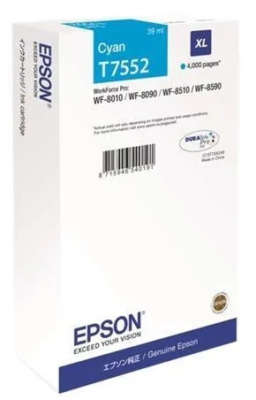 Картридж повышенной емкости с голубыми чернилами Epson T7552 для WF-8090, 8590 (C13T755240)