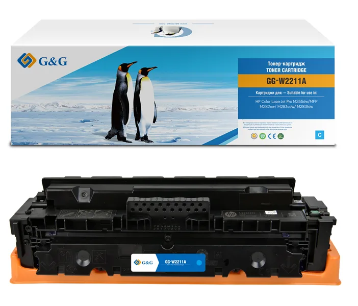 Cartridge G&G 207A для HP CLJ M255/M282/M283, с чипом (1 250стр.), голубой (аналог W2211A)