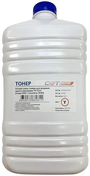 Тонер NF6Y + носитель NF6D TN-321Y для KONICA MINOLTA Bizhub C224/284/364 (CET) Yellow, 527г/бут, CET8521Y-527, TN-321Y